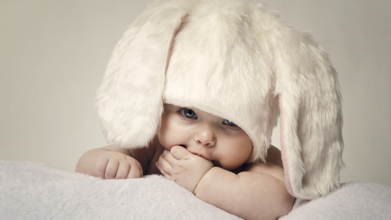 Sfondi Cute Baby Bunny 1366x768