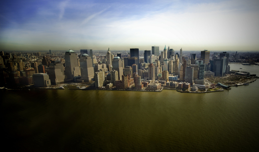 Das New York Aerial View Wallpaper 1024x600