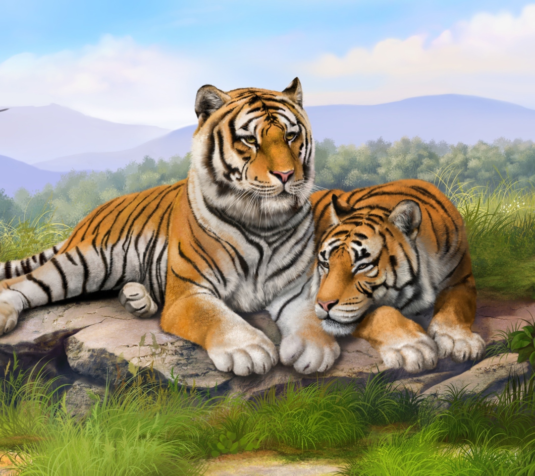 Tigers Art wallpaper 1080x960