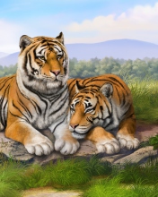 Das Tigers Art Wallpaper 176x220
