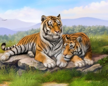 Обои Tigers Art 220x176