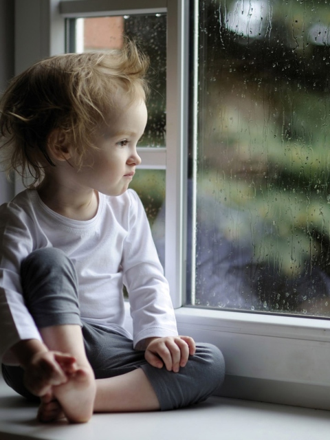 Boy Watching The Rain wallpaper 480x640