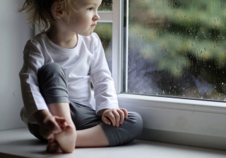 Free Boy Watching The Rain Picture for Android, iPhone and iPad