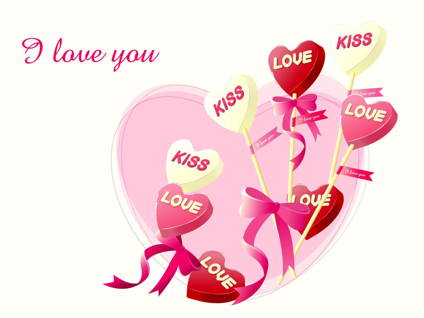 Обои I Love You Balloons and Hearts 1400x1050