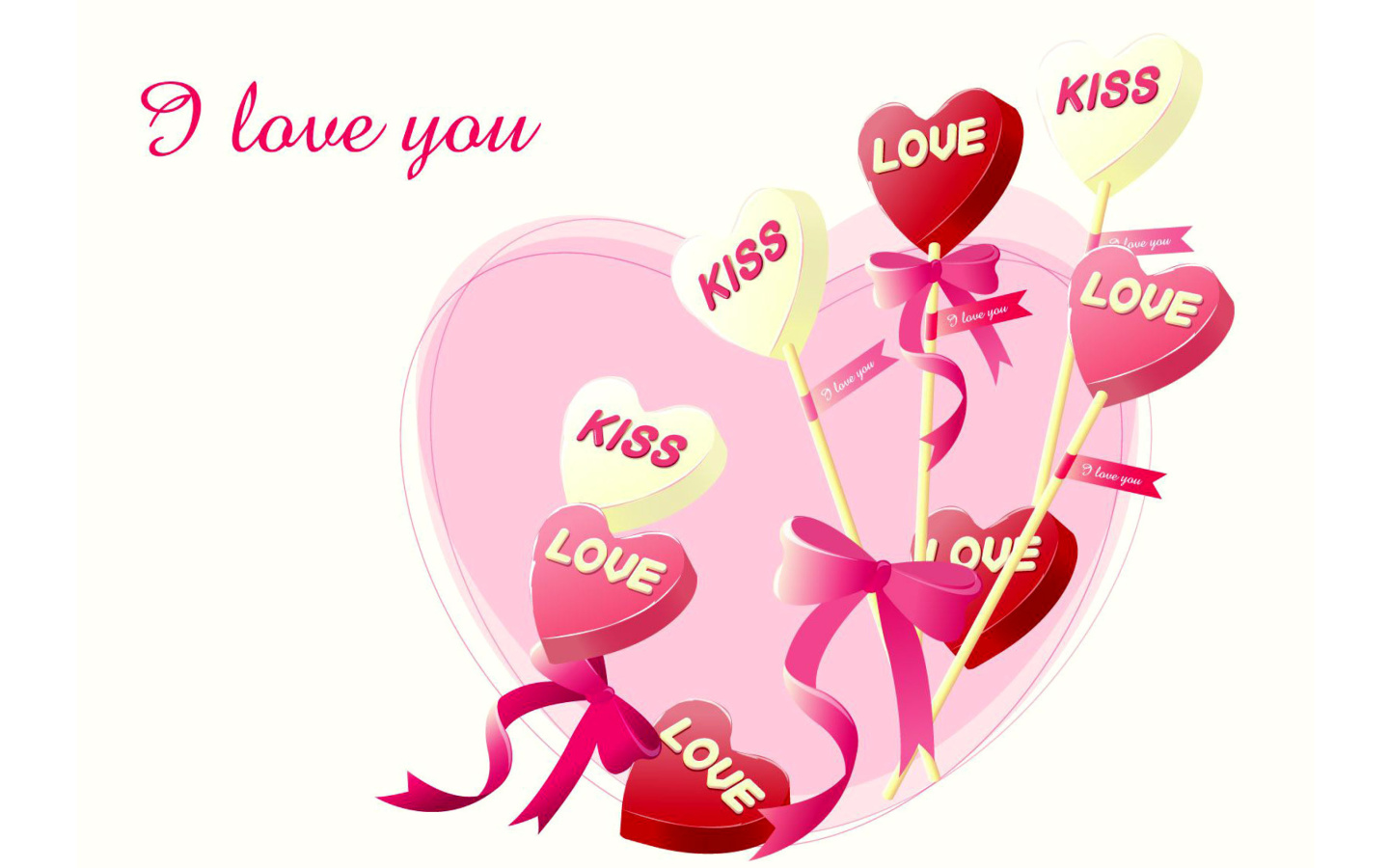 Обои I Love You Balloons and Hearts 1440x900