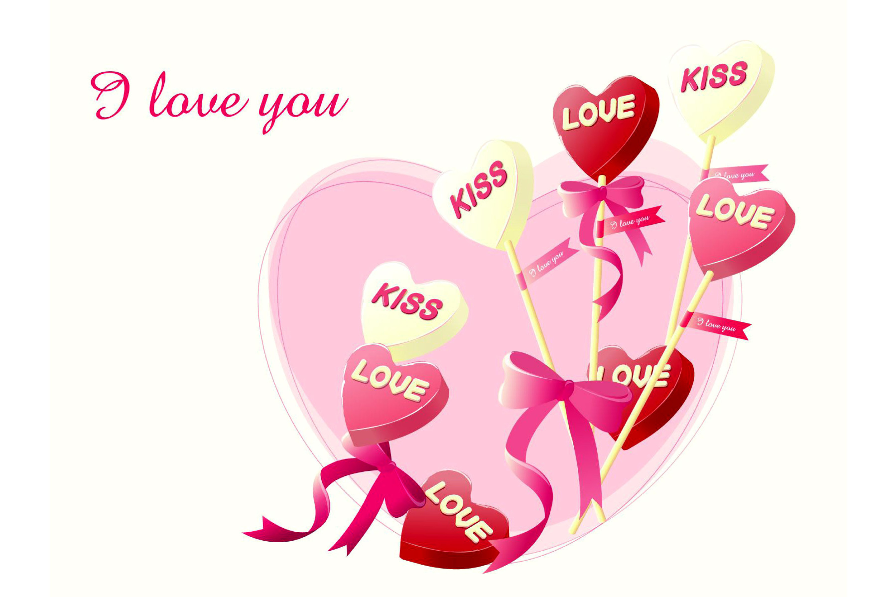 Обои I Love You Balloons and Hearts 2880x1920