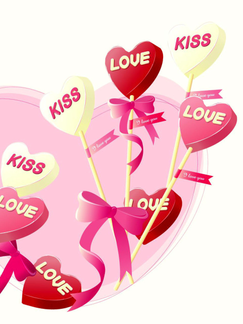 Обои I Love You Balloons and Hearts 480x640