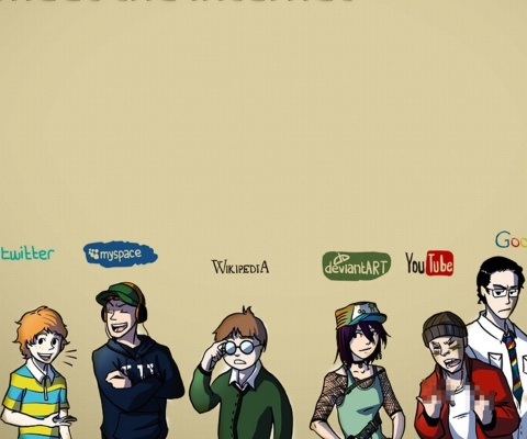 Fondo de pantalla Social Networks, Twitter, Facebook, Youtube, Wikipedia 480x400