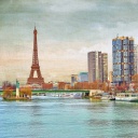 Eiffel Tower and Paris 16th District wallpaper 128x128