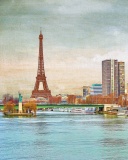 Eiffel Tower and Paris 16th District wallpaper 128x160