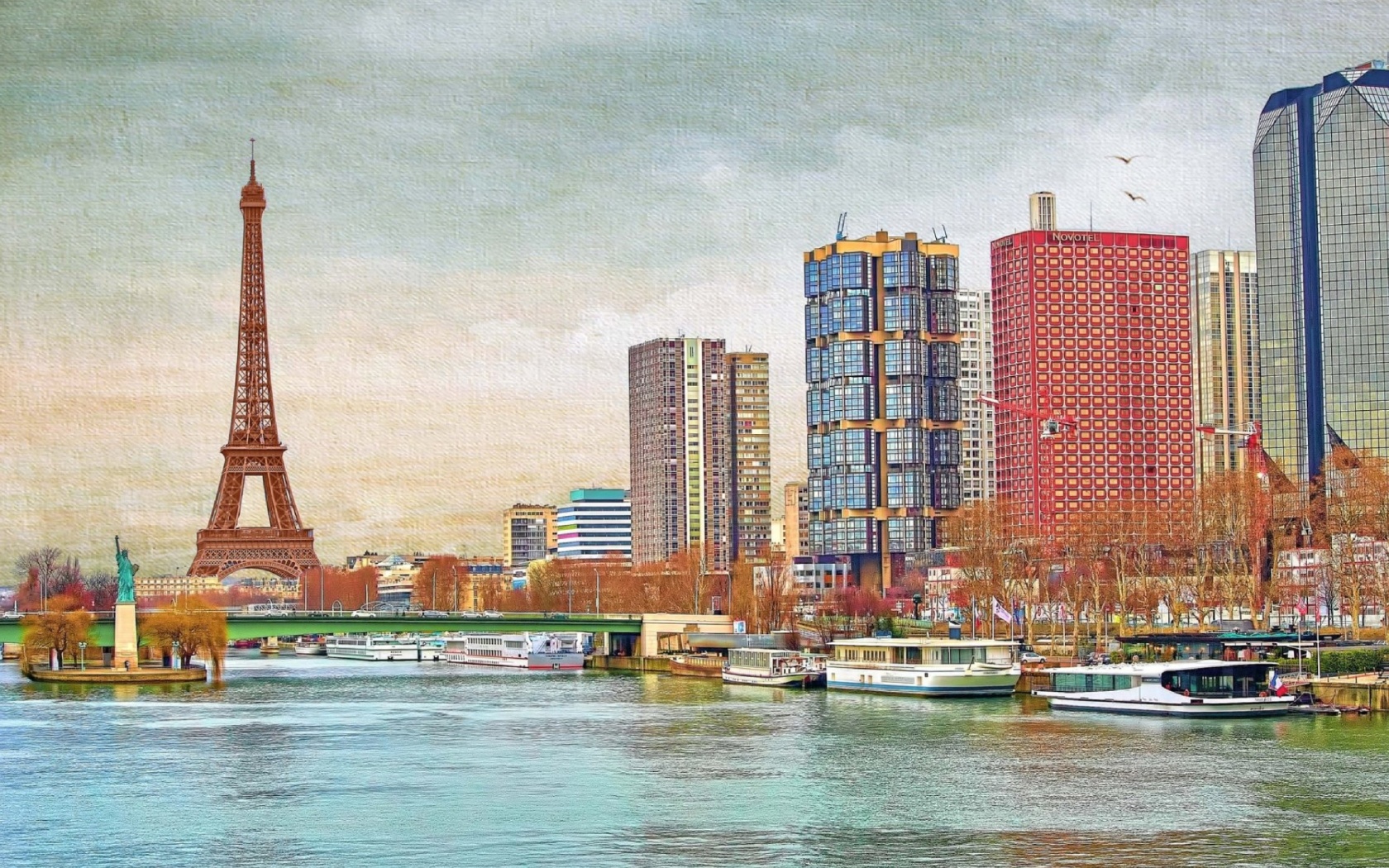 Fondo de pantalla Eiffel Tower and Paris 16th District 1680x1050