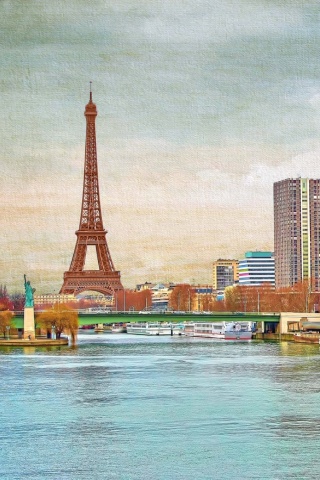 Eiffel Tower and Paris 16th District wallpaper 320x480