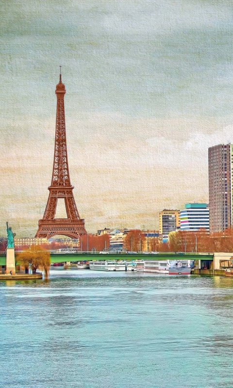 Eiffel Tower and Paris 16th District wallpaper 480x800