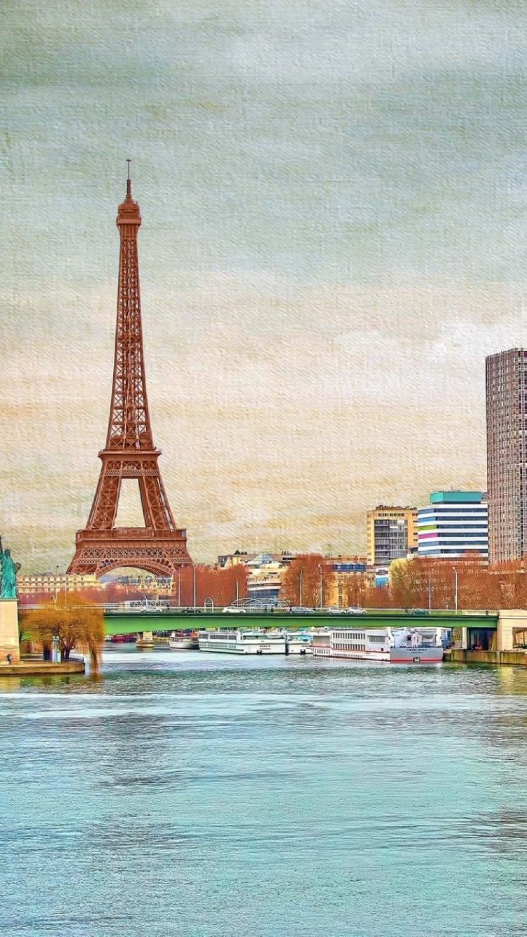 Eiffel Tower and Paris 16th District wallpaper 750x1334