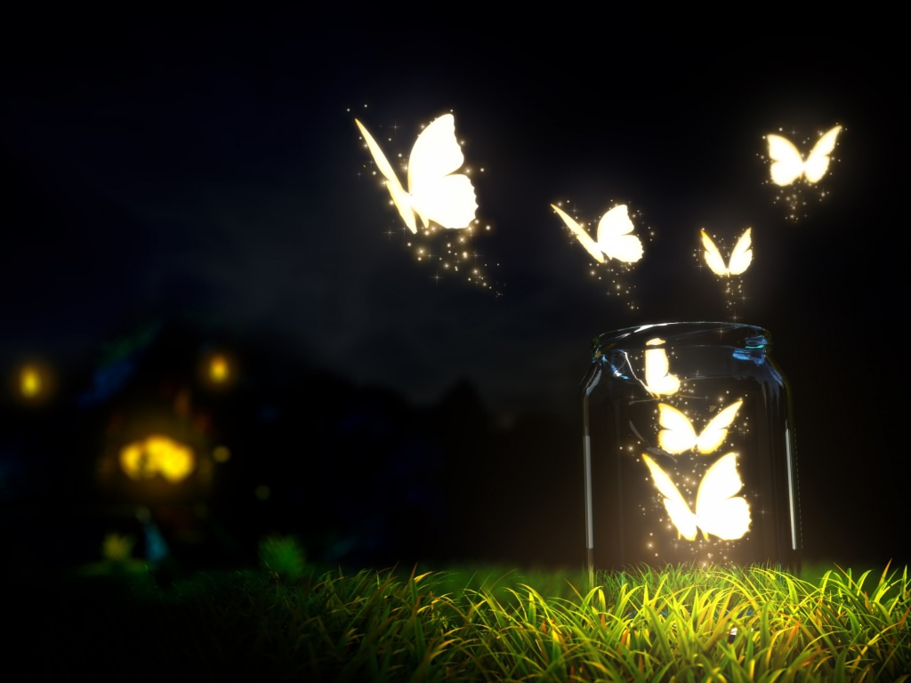 Fondo de pantalla Light Butterflies 1024x768