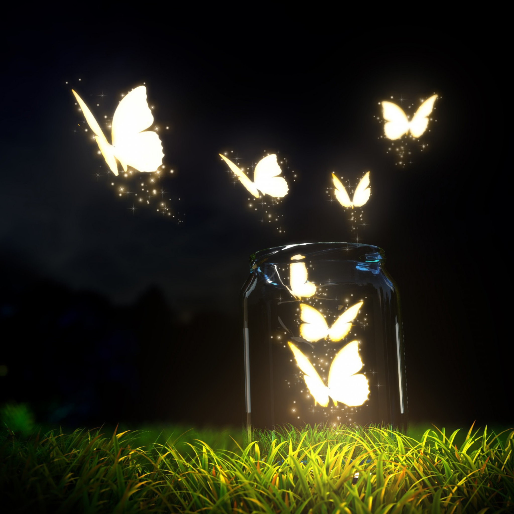 Light Butterflies wallpaper 2048x2048